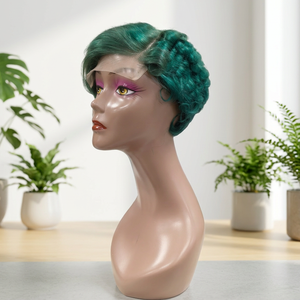 วิกผม FH 5x5 แบบปิดด้านข้าง ทรงพิกซี่คัท  ไม่ต้องใช้กาว  วิกผมหน้าผากลูกไม้สีเขียว ผมแท้ 100% วิกผมสั้นทรงพิกซี่ - Product Image 3