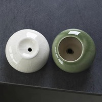Pot Bunga Keramik Lapisan Glaze Motif Retak Es Kecil dengan Lubang Drainase untuk Sukulen, Tanaman Hijau, Bambu Podocarpus - Gaya Cina