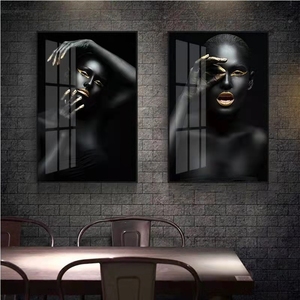 Affiche murale moderne en toile moyenne, <span class=keywords><strong>portrait</strong></span> de <span class=keywords><strong>femme</strong></span> africaine noire et <span class=keywords><strong>nue</strong></span>, aquarelle - Product Image 4