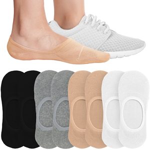 Chaussettes invisibles pour femmes, respirantes, en coton, antidérapantes, tissées, couleur unie, usage quotidien, automne - Product Image 1