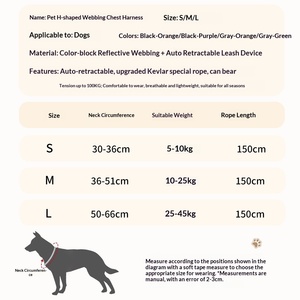 2 in 1 Retractable Dog <b>Leash</b> Harness Reflective Tape I-shaped Vest No Pull <b>Pet</b> Chest Strap Polyester Large Dogs Walking Training - Product Image 6