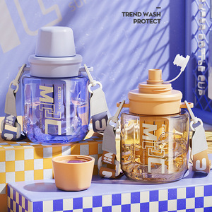 Trendy Dual Drink Cup Large Capacity Water Bottle With Lid And Cup For Sports Outdoor Use - Product Image 4