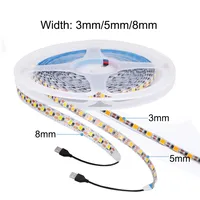 Bande LED SMD2835 DC 5V de 3MM/5MM/8MM de largeur, 120 LED/m, 2000-8200 lumens, ruban flexible IP20 non étanche, 3000K/4000K/6000K