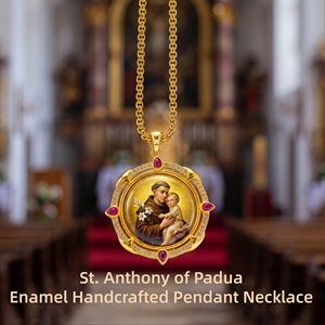 Venta al por mayor de colgantes esmaltados de San Antonio de Padua, pintados a mano, de latón, para oración católica, joyería milagrosa de San Antonio de Padua - Product Image 1
