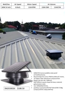 Extractor de Calor Solar para Invernadero, Montado en Techo, 40W, Ventilador de Succión con Motor DC sin Escobillas, Turbina de Remolino de 360 Grados, IP68, 24V - Product Image 6