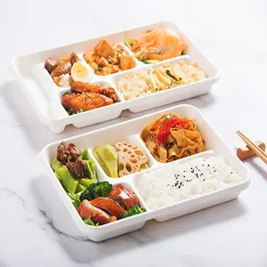 Wholesale Eco-Friendly Sugarcane Food Biodegradable Disposable Bagasse Fast Food Serving Tray