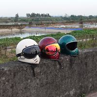 Nouveau casque de moto intégral rétro vintage certifié DOT |   Casque tout-terrain à coque composite ABS à dégagement rapide pour hommes et femmes