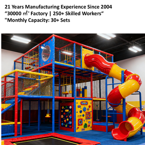 Parc d'attractions intérieur amusant avec toboggans lumineux, défis de puzzle, trampolines circulaires et équitation pour enfants - Product Image 3