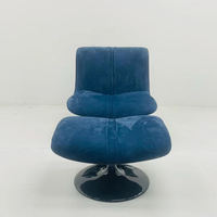 Fauteuil pivotant de salon moderne en cuir et tissu, chaise de relaxation rotative en fibre de verre renforcée