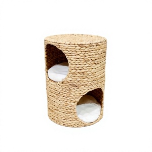 Meilleures ventes : Nouvelle conception écologique, Condo tour à 2 niveaux pour chats et chiens, en jacinthe d'eau, avec coussins amovibles, petit modèle monobloc pour animaux de compagnie d'intérieur - Product Image 1