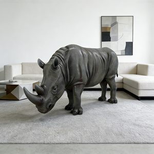 Estatua de Rinoceronte de Resina con Acabado de Bronce Artístico Realista, Resistente <span class=keywords><strong>al</strong></span> Agua y a los Rayos UV, Modelo para Decoración de <span class=keywords><strong>Entrada</strong></span> de Hotel <span class=keywords><strong>al</strong></span> Aire Libre - Product Image 5