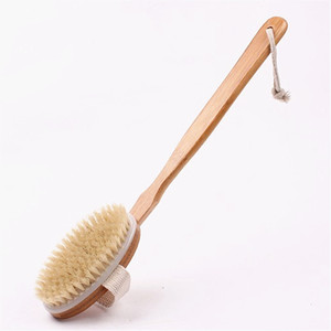 Venta caliente de tamaño doble desmontable para <span class=keywords><strong>cepillo</strong></span> de cuerpo trasero mango largo cepillos de baño de bambú de madera esponjas y depuradores - Product Image 6