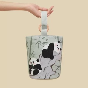 <b>Portable</b> Canvas Bucket Bag Cylindrical Printing Lining Polyester For Everyday Use Spring 2024 - Product Image 3