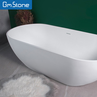 Baignoire autoportante italienne moderne à surface solide en résine composite Robinet d'égouttage de style vintage Sagesse de l'Europe du Nord