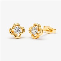 Pendientes de Diamantes con Corte Brillante en Forma de Trébol de Cuatro Hojas DHANI JEWELS, Oro Blanco, Amarillo y Rosa de 14K, Chapados en Oro, Claridad SI, Venta al Por Mayor