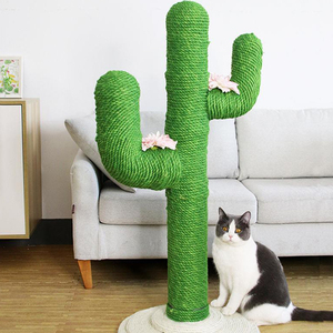 Cacto verde natural sisal gato unha scratcher brinquedo scratching post árvore do gato grande scratcher para vários gatos - Product Image 2