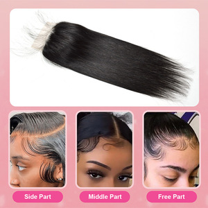 FYD Cierre de Cabello Humano Liso Brasileño 5*5 Pre-arrancado con Baby Hair Marrón Medio Encaje Suizo - Product Image 4