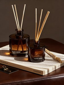 Luxury Fluted Square Glass <b>Reed</b> <b>Diffuser</b> Set <b>For</b> Modern Home Decor Wholesale Private Label Premium Realistic Gifting Set - Product Image 3
