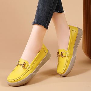 2025 Autumn New Versatile Shallow Mouth Flat Loafers for Women Slip-On Round Toe Metal Buckle <b>Soft</b> Leather Retro Women's <b>Shoes</b> - Product Image 2