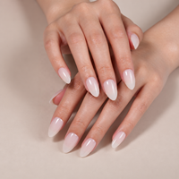 Ongles à presser écologiques en ABS, 32 pièces, couleur ivoire laiteux, forme amande, brillants, solides, vente en gros pour usage décoratif féminin