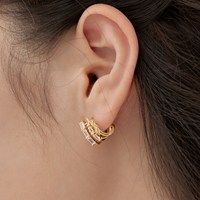 Dylam Minimaliste Irrégulier Élégant Multicouche Cubique Zircon Pierre S925 Boucle D'oreille En Argent Sterling Turc Boucles D'oreilles Pour Les Femmes