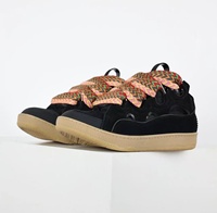 Chaussures de sport en cuir de luxe, baskets de haute qualité, semelles épaisses, lacets larges, tendance mode, doublure en mesh, été, automne, hiver