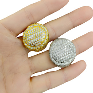 Hip Hop Egg Shape <b>Ring</b> Micro Pave Zircon Full Diamond Unisex Fashion Jewelry Party <b>Statement</b> <b>Ring</b> Gold Silver Rose Gold - Product Image 3
