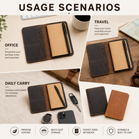 Carnet de notes en cuir vieilli personnalisé en gros avec couverture, journal rechargeable, porte-cartes, 100 feuilles, logo personnalisé, pour entreprises