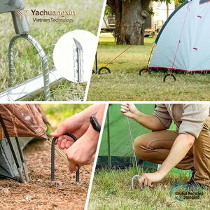 Metal U-Shaped Galvanized Steel DIY Grade <b>Tent</b> Pegs for Outdoor Camping All Seasons Use - Product Image 5