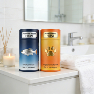 Boîte <span class=keywords><strong>en</strong></span> papier écologique de qualité alimentaire pour capsules d'huile de poisson, tube de complément alimentaire pour animaux de compagnie, emballage personnalisé imprimé - Product Image 3