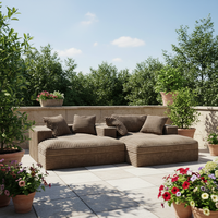 Canapé modulaire moderne en mousse compressée, tissu en velours côtelé, canapé sectionnel pour salon, jardin, salle de séjour