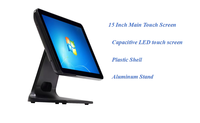 Máquina terminal de sistemas POS Android Windows de 15 pulgadas, pantalla LED única, hardware de hostelería POS, caja registradora móvil
