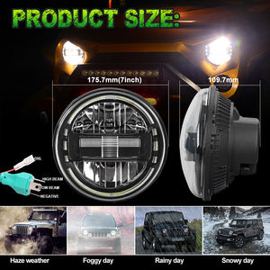 Projecteur de phare à LED <span class=keywords><strong>blanc</strong></span> DOT 7 pouces Halo High/Low Beam Pama Lens Phare pour <span class=keywords><strong>Jeep</strong></span> <span class=keywords><strong>Wrangler</strong></span> JK <span class=keywords><strong>2</strong></span>/4 Doors 6000K Color 12V - Product Image 2