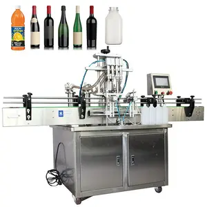 Fully Automatic 4 Head Piston Liquid Filler Edible Oil Liquid Glass Plastic Bottle Filling Machine
