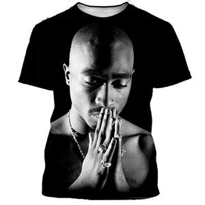 Rapper <span class=keywords><strong>2Pac</strong></span> T-<span class=keywords><strong>Shirt</strong></span> con stampa 3D per uomo T-<span class=keywords><strong>Shirt</strong></span> Hip Hop Tupac manica corta stampa digitale All Over stampa OEM ODM Plus Size magliette - Product Image 3