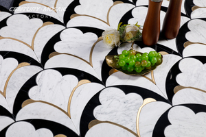 Centurymosaic Polished White Black Marble Pine Cone Mosaic <b>Tile</b> With Brass Inlay for Bathroom Kitchen Wall Floor <b>Backsplash</b> - Product Image 6