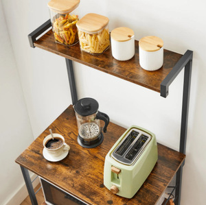 Étagère de cuisine à 3 niveaux, écologique, multifonctionnelle, support pour micro-ondes avec roulettes, étagères en fil chromé, rangement utilitaire en métal - Product Image 2