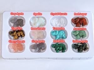 Đá Tự Nhiên Con Voi Trang Trí Pha Lê Khắc Động Vật Tăng Thạch Anh Tiger Mắt Malachite Turquoise Elephant Cho Zoo Lưu Niệm - Product Image 3