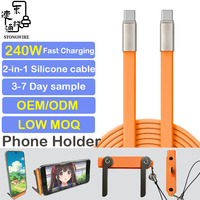 Nuevo Adaptador USB C de 240W con Cable Tipo-C 2026, Carga Rápida PD, Conductor de Cobre Puro, Funda de Silicona, Soporte para Teléfono, para Cámara IOS
