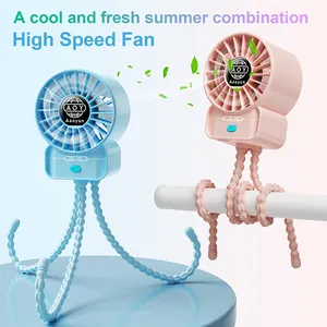 Aaoyun Smart Octopus Fan With Flexible Tripod Clip Rechargeable Portable Mini Usb For Cooling In Car Stroller Outdoor