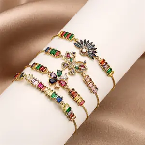 Fashion Jewelry Bracelet Mixed Color Zircon 18k Gold-plated High-end Party Charm Niche Butterfly Zircon Bracelet Custom Jewelry