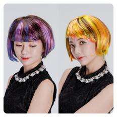 Parrucca da festa con 100% capelli vergini umani, PWM-DK rossastra, 14 pollici, nodi sbiancati a onde profonde di media lunghezza - Product Image 1