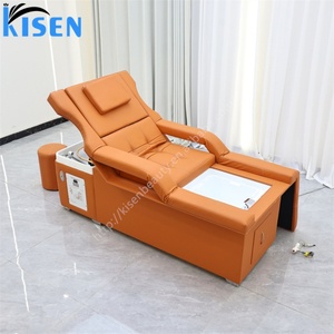 KISEN Bac à shampoing de luxe moderne pour salon de coiffure, lit de spa électrique réglable pour soins capillaires, fauteuil de pédicure avec bain de pieds - Product Image 3