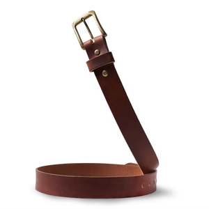 Compre al por mayor cinturón de cuero marrón completo genuino accesorios de hebilla de latón para hombres cintura padrinos de boda Cinturón marrón - Product Image 1