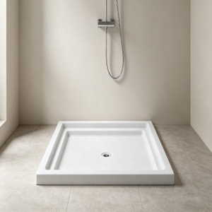 Base de Ducha Acrílica de Perfil Bajo, Ultra Delgada, Rectangular, Superficie Antideslizante, Desagüe en Esquina, Plato de Ducha para Baños con Acceso Directo - Product Image 2