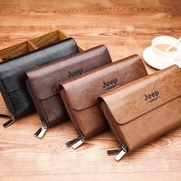 Portefeuille long pour homme en cuir PU avec plusieurs compartiments et double fermeture éclair, pochette pour ordinateur portable, sac à main élégant imprimé en typographie, pochette de soirée, sac d'affaires