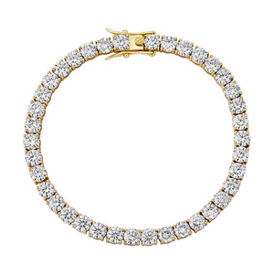 Bijoux de mode hip-hop de haute qualité en <span class=keywords><strong>argent</strong></span> sterling RQ 925 avec moissanite couleur <span class=keywords><strong>D</strong></span>, taille ronde 3-5 mm, style tennis - Product Image 1