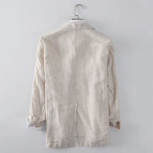 <span class=keywords><strong>Costume</strong></span> <span class=keywords><strong>Homme</strong></span> Rayé en <span class=keywords><strong>Lin</strong></span> pour l'Été, Coupe Slim, pour <span class=keywords><strong>Mariage</strong></span> ou Cérémonie, avec Pantalon et Blazer Deux Boutons, Idéal pour Tenue Formelle ou Affaires Personnalisée - Product Image 2