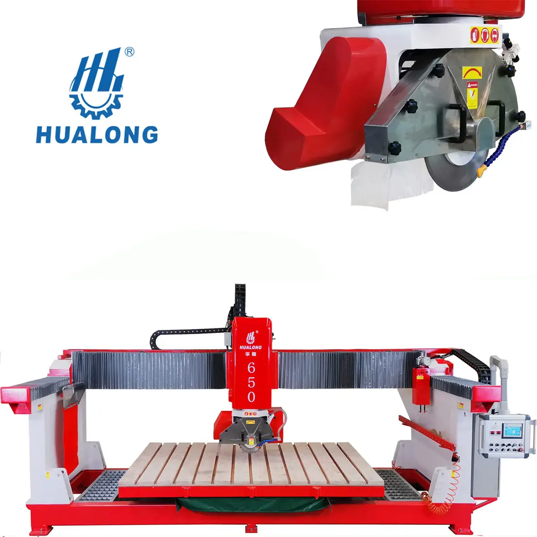 Hualong 기계 HLSQ-650 Cnc 3 4 축 절단 돌 기계 대리석 화강암 다리 슬 래 브 커터 기계