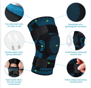 Genouillère ergonomique en nylon tricoté 3D avec sangles réglables et bande antidérapante, antibactérienne et respirante - Product Image 3